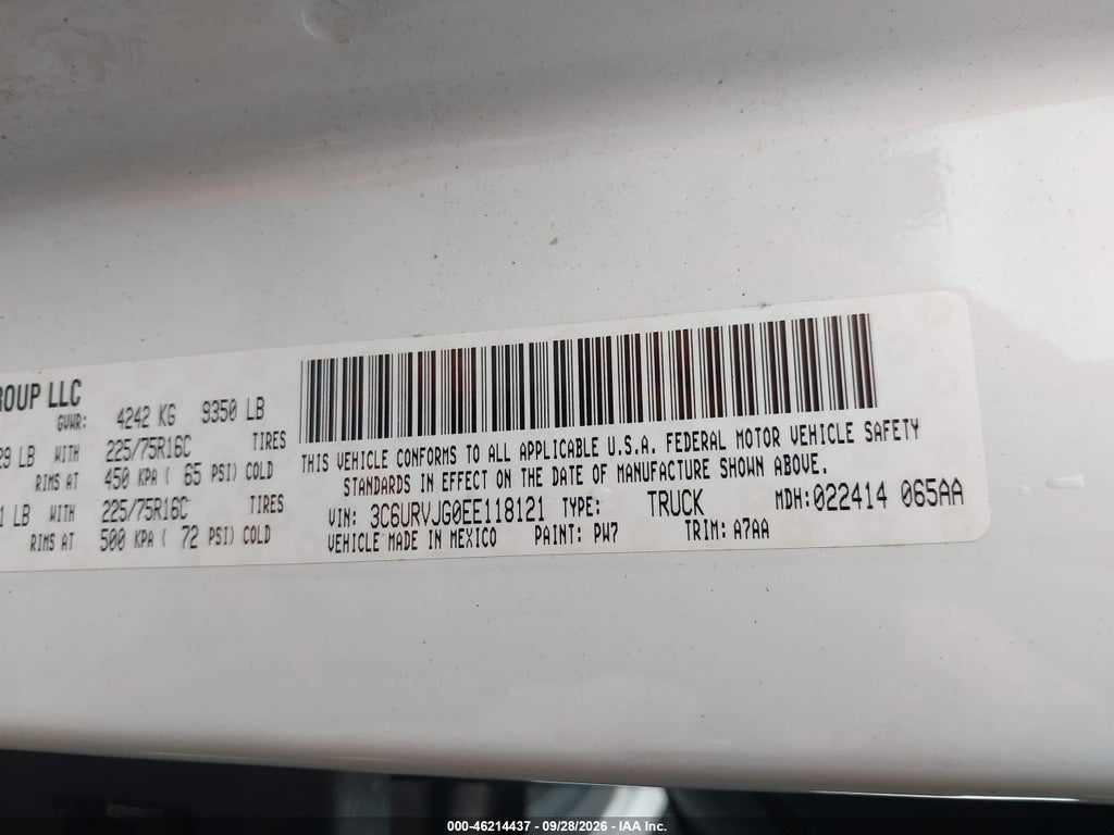 2014 Ram Promaster 3500 High Roof photo 9