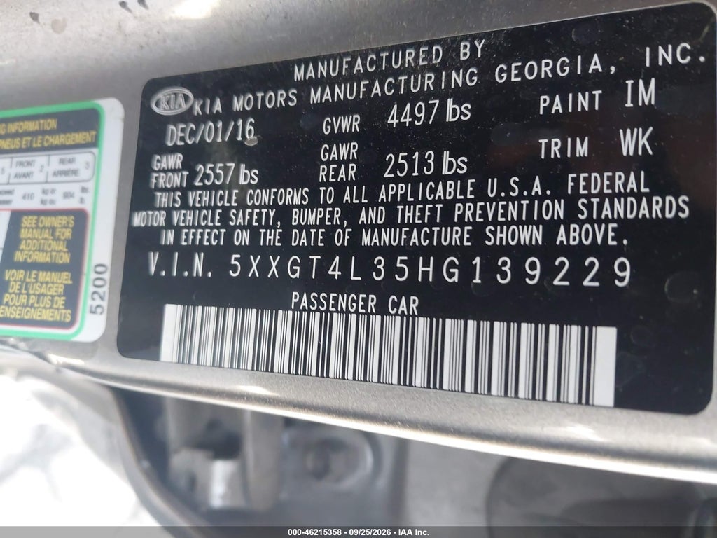 2017 Kia Optima LX photo 9