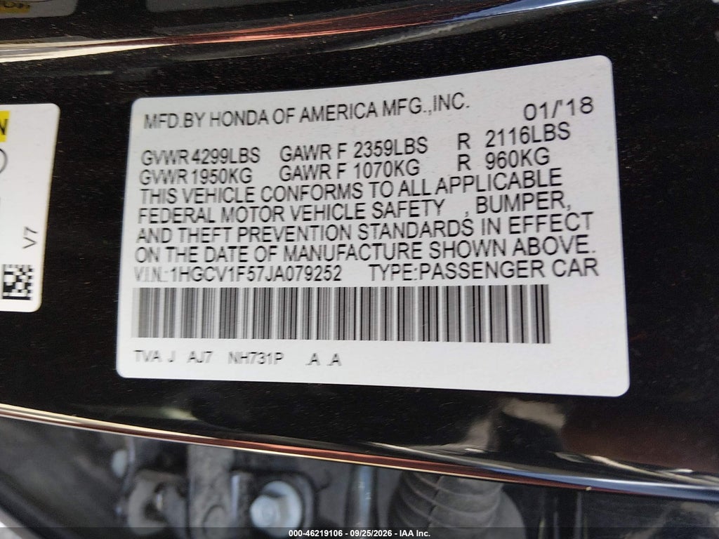 2018 Honda Accord EX-L photo 9