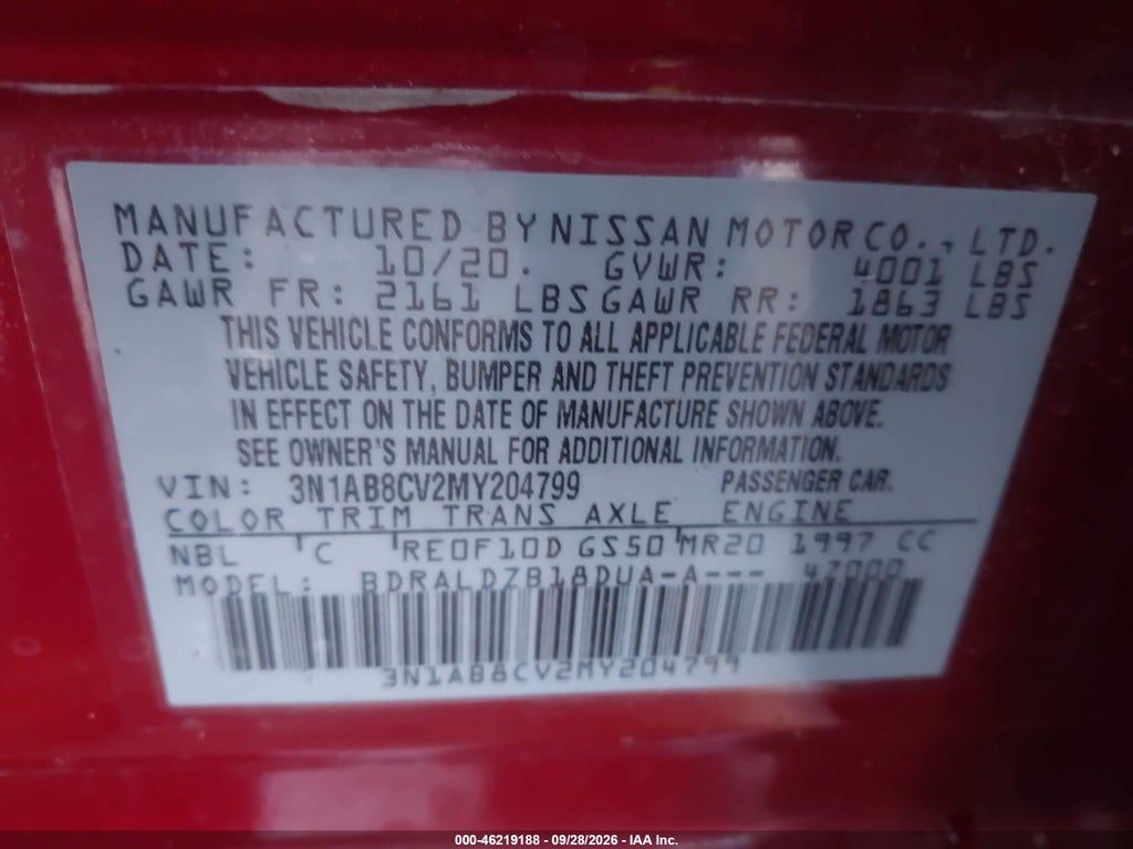 2021 Nissan Sentra SV Xtronic CVT photo 9