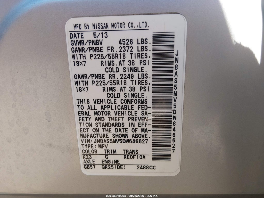 2013 Nissan Rogue SV W/SL PKG photo 9