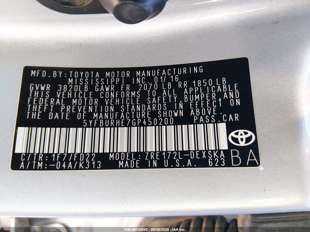 2016 Toyota Corolla S Plus photo 9