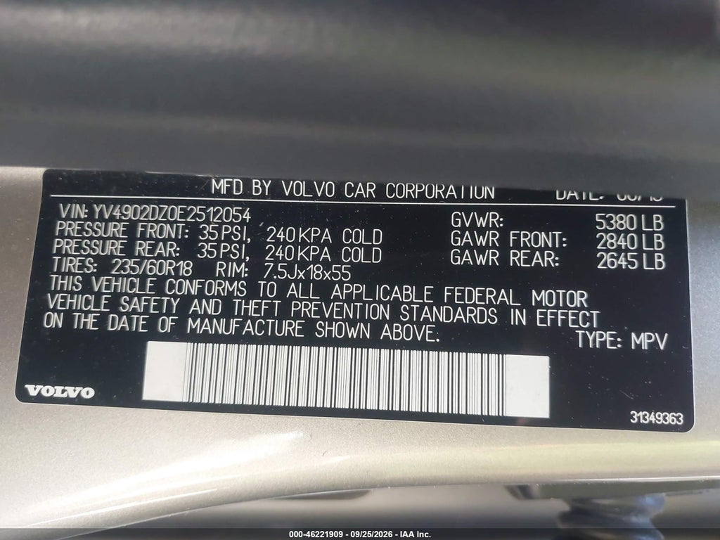 2014 Volvo XC60 T6 Premier Plus photo 9