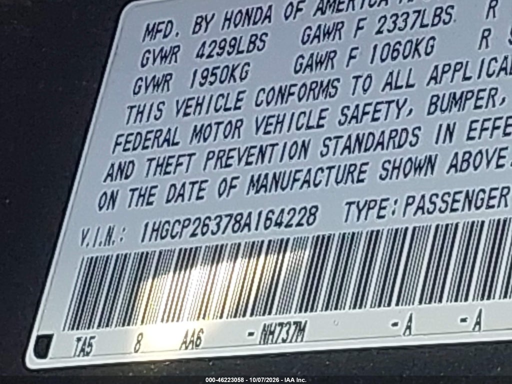 2008 Honda Accord 2.4 LX photo 9