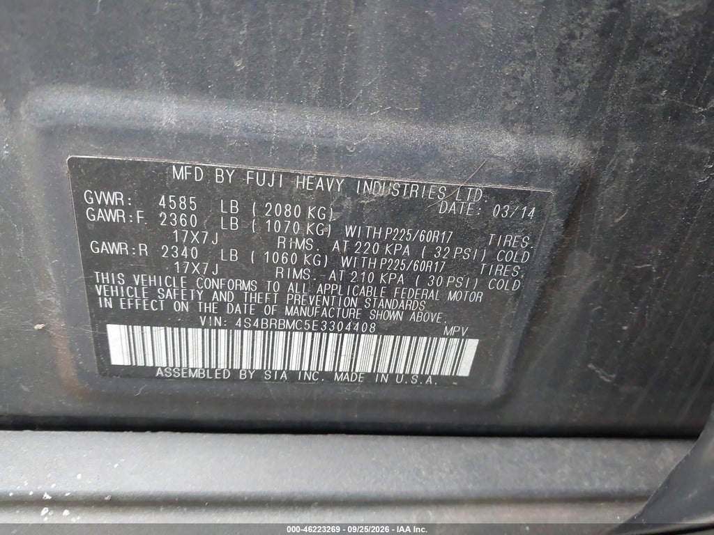 2014 Subaru Outback 2.5I Limited photo 9