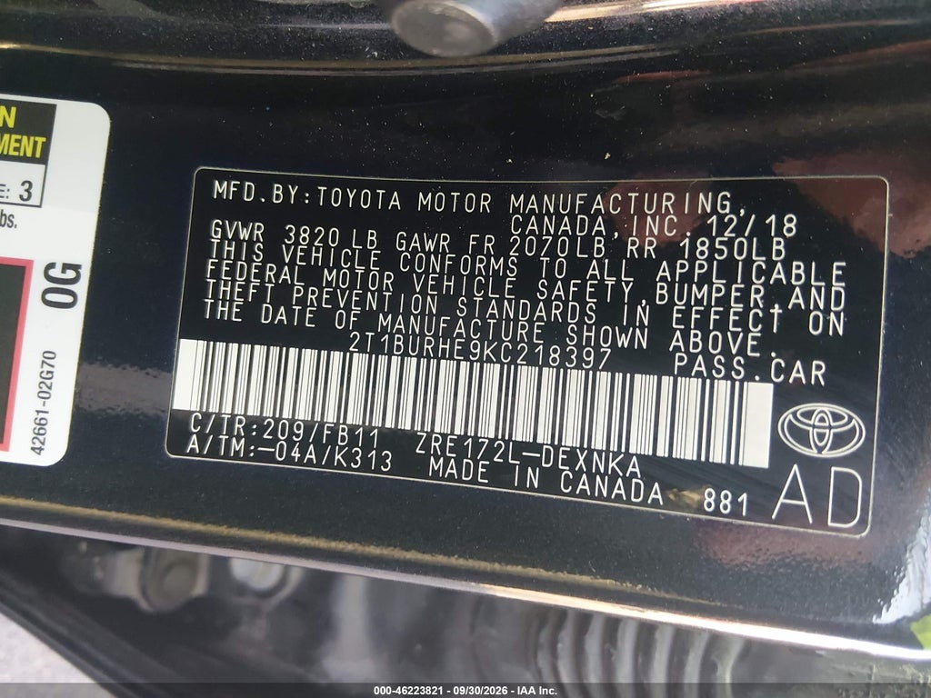 2019 Toyota Corolla LE photo 9