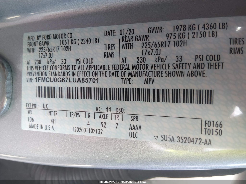 2020 Ford Escape SE photo 9