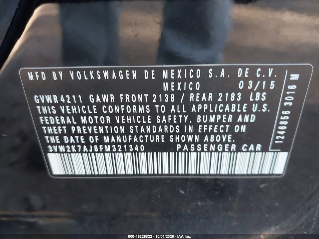 2015 Volkswagen Jetta 2.0L S photo 9