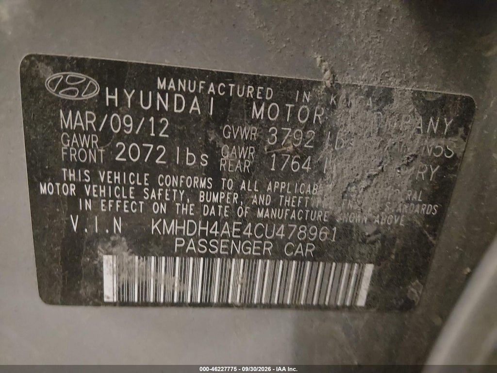 2012 Hyundai Elantra Limited (ulsan Plant) photo 9
