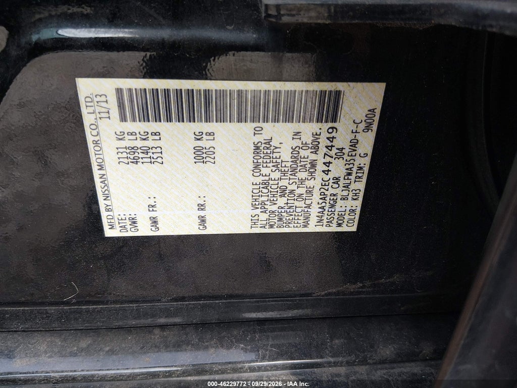 2014 Nissan Maxima 3.5 SV photo 9