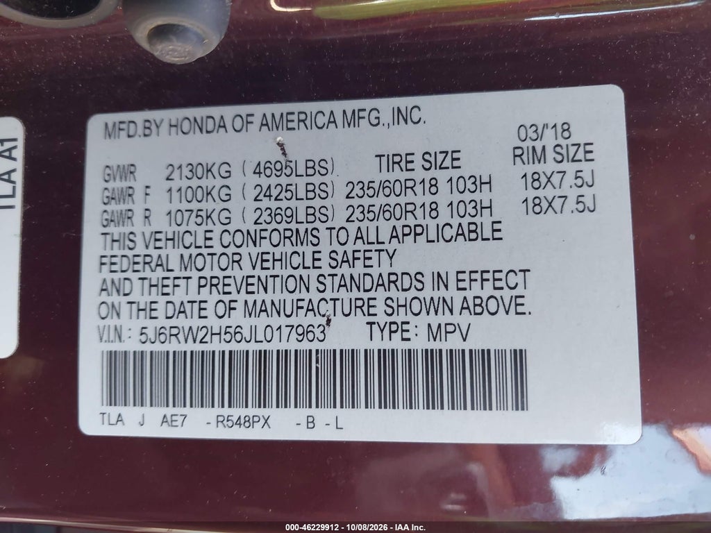 2018 Honda CR-V EX photo 9