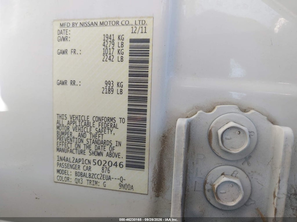 2012 Nissan Altima 2.5 S photo 9