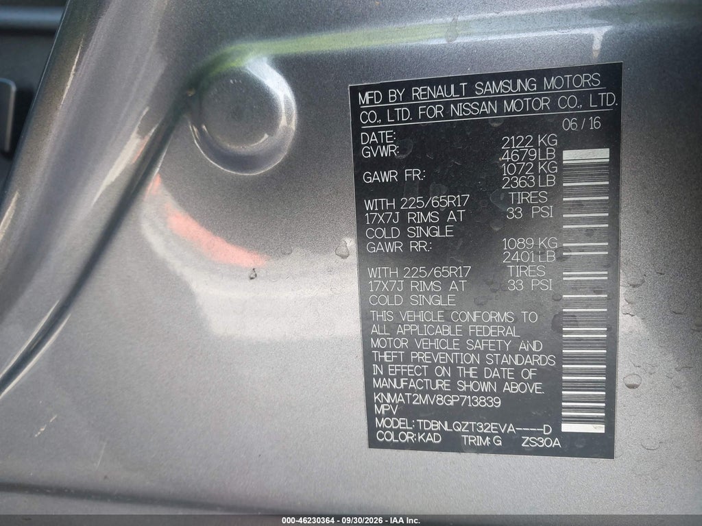 2016 Nissan Rogue SV photo 9