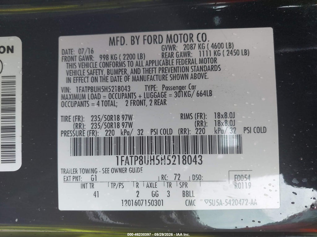 2017 Ford Mustang Ecoboost Premium photo 9