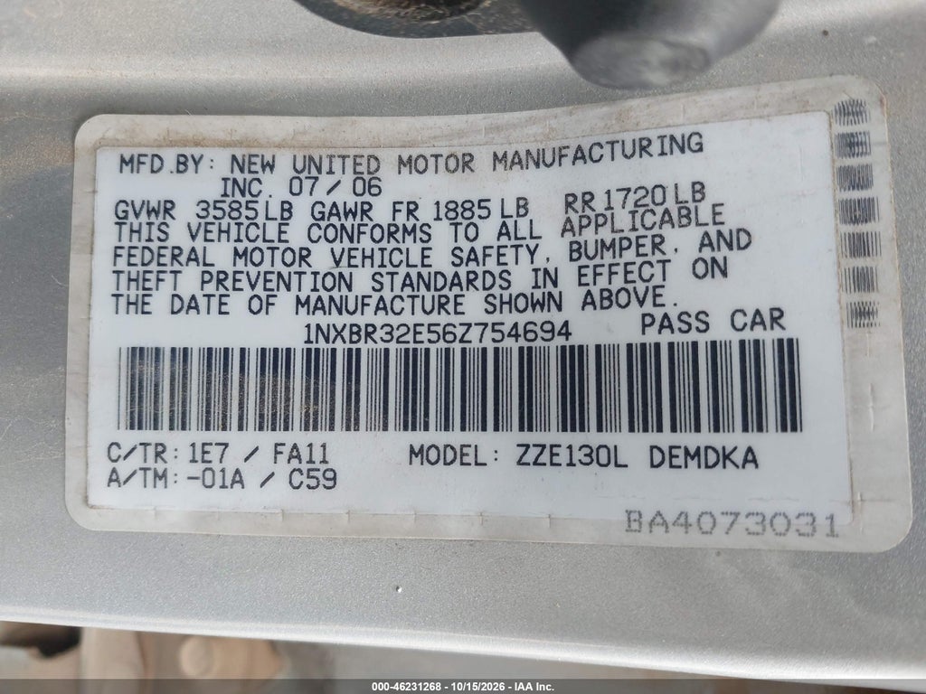 2006 Toyota Corolla CE photo 9