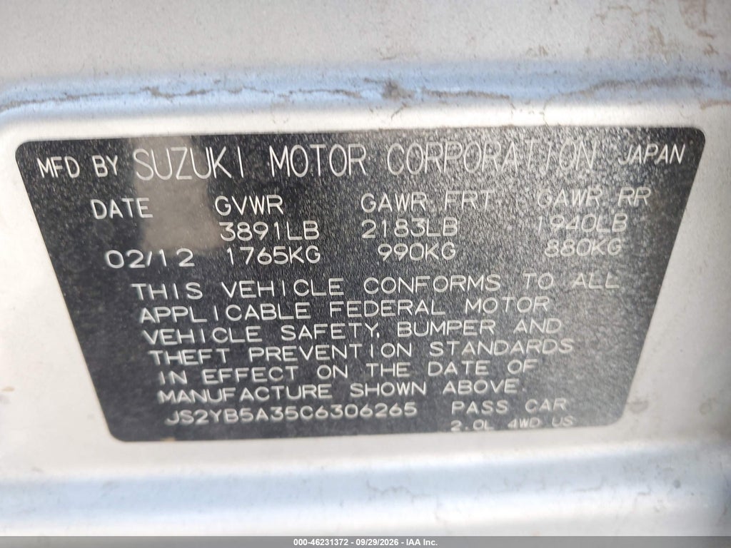 2012 Suzuki SX4 Premium/Tech Valu PKG (nav) photo 9
