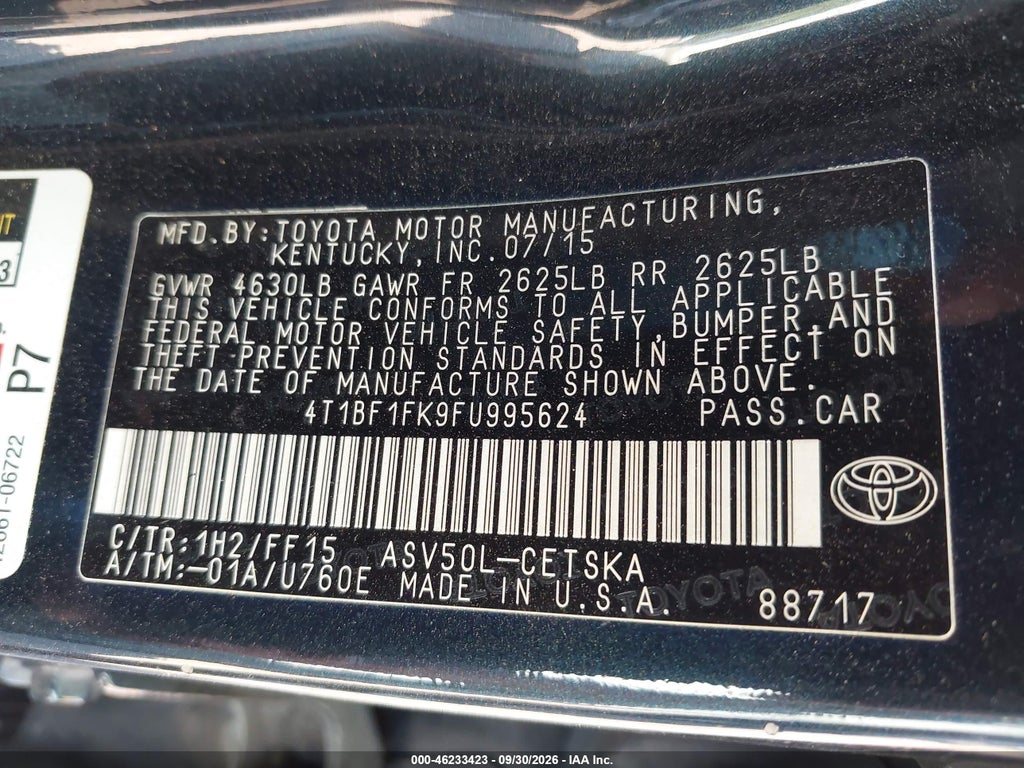 2015 Toyota Camry SE photo 9
