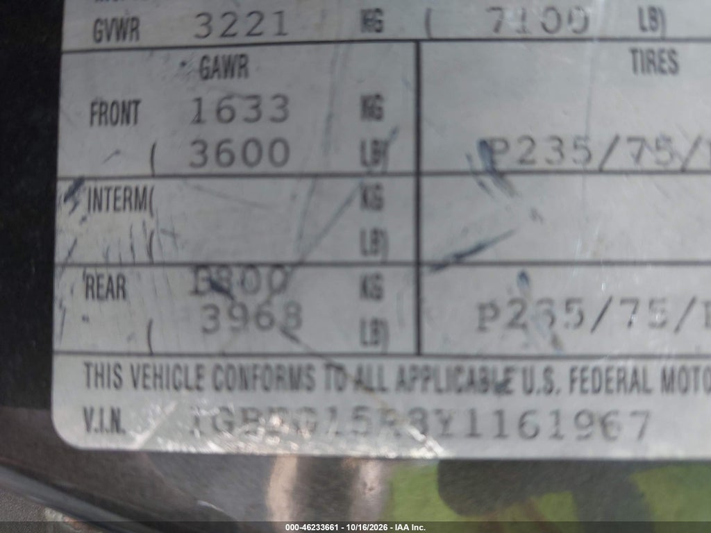 2000 Chevrolet Express Upfitter Pkg. photo 9