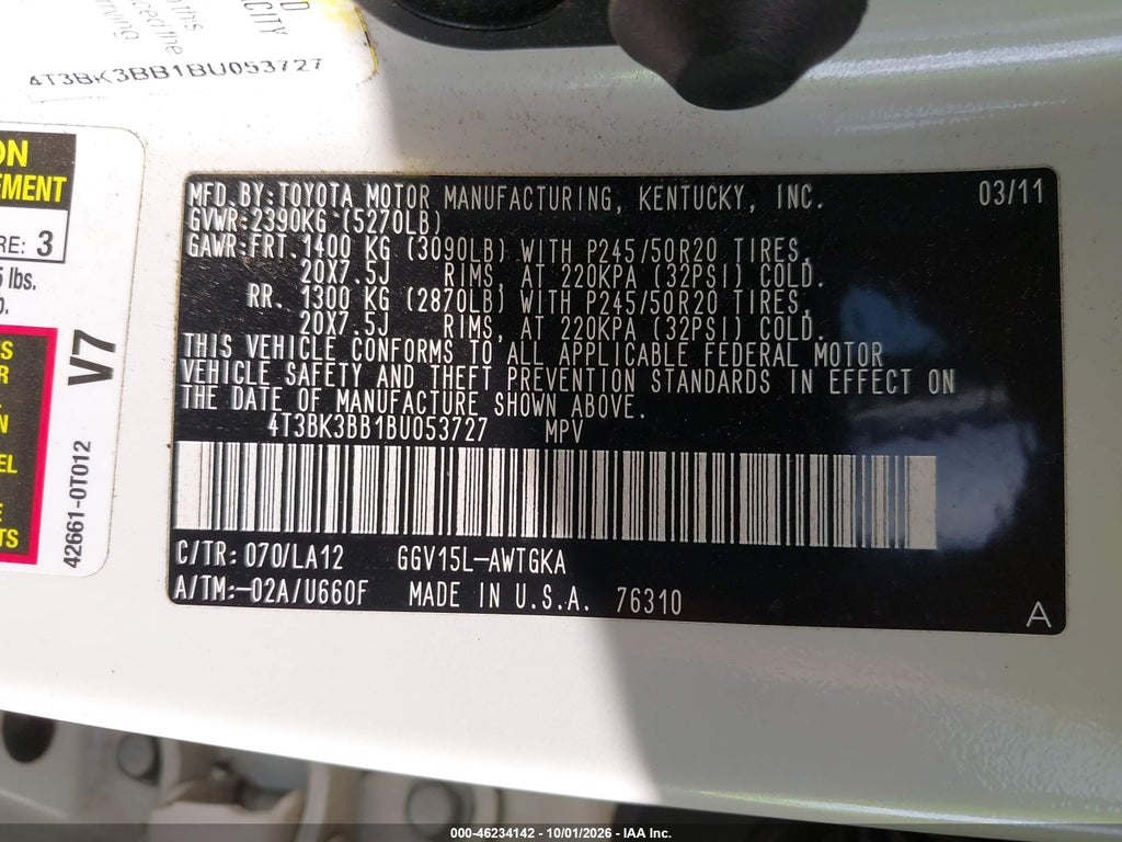 2011 Toyota Venza Base V6 photo 9