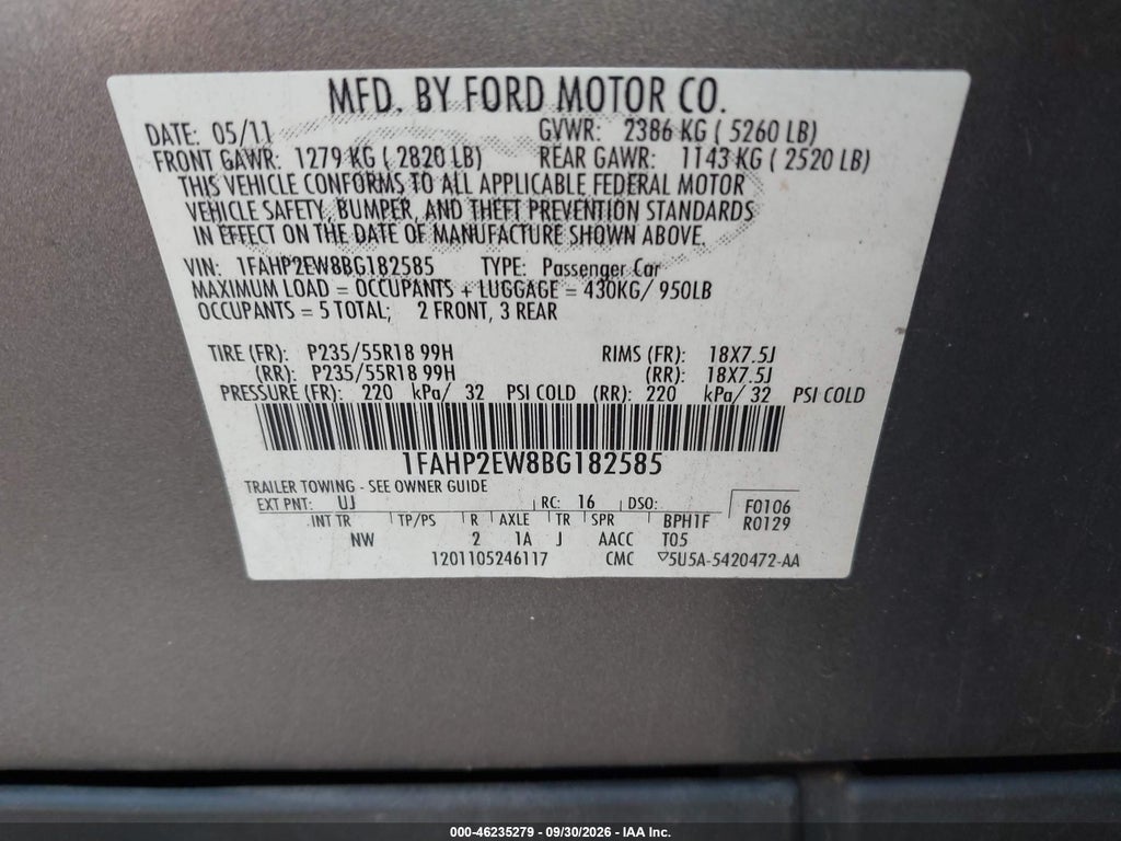 2011 Ford Taurus SEL photo 9