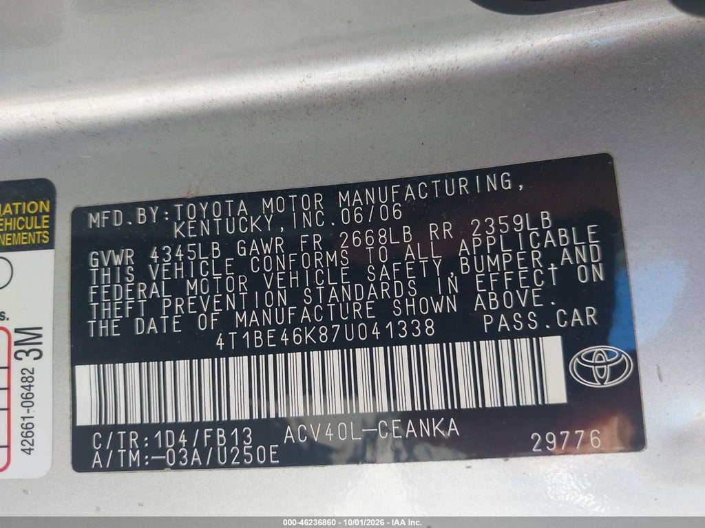 2007 Toyota Camry LE photo 9