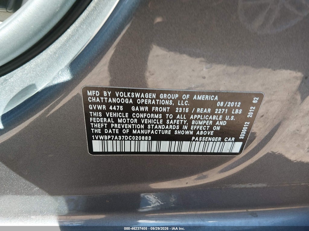 2013 Volkswagen Passat 2.5L SE photo 9