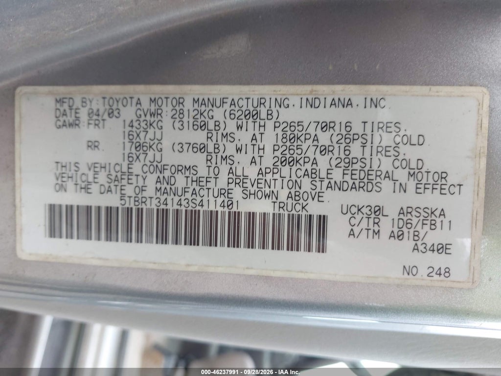 2003 Toyota Tundra SR5 V8 photo 9