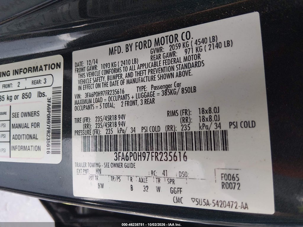 2015 Ford Fusion SE photo 9