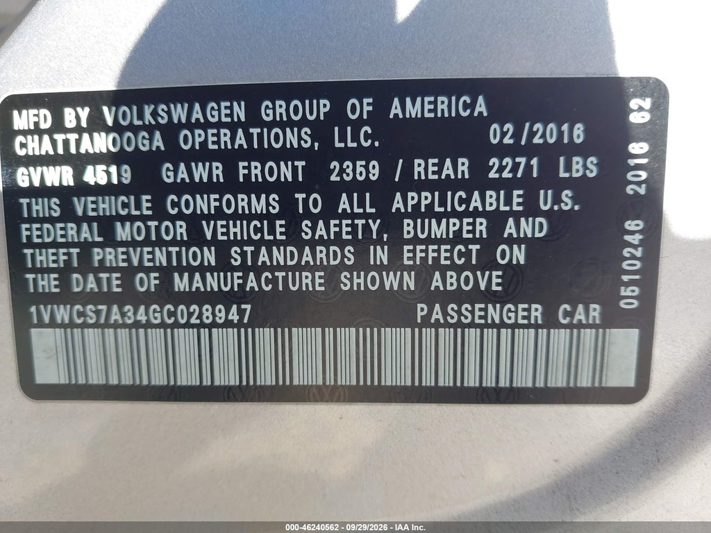 2016 Volkswagen Passat 1.8T SEL photo 9