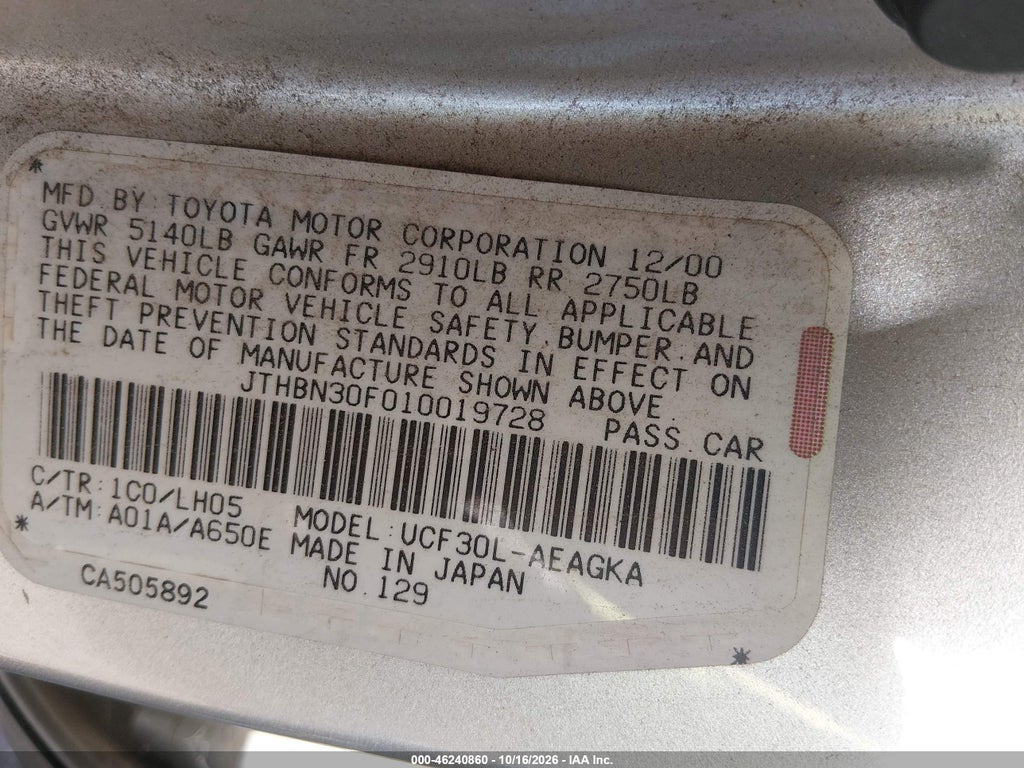2001 Lexus LS 430 photo 9