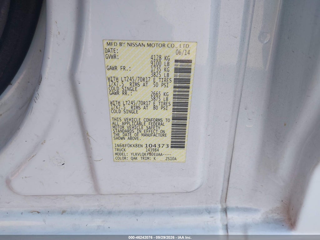 2014 Nissan NV Cargo NV2500 HD S V6 photo 9