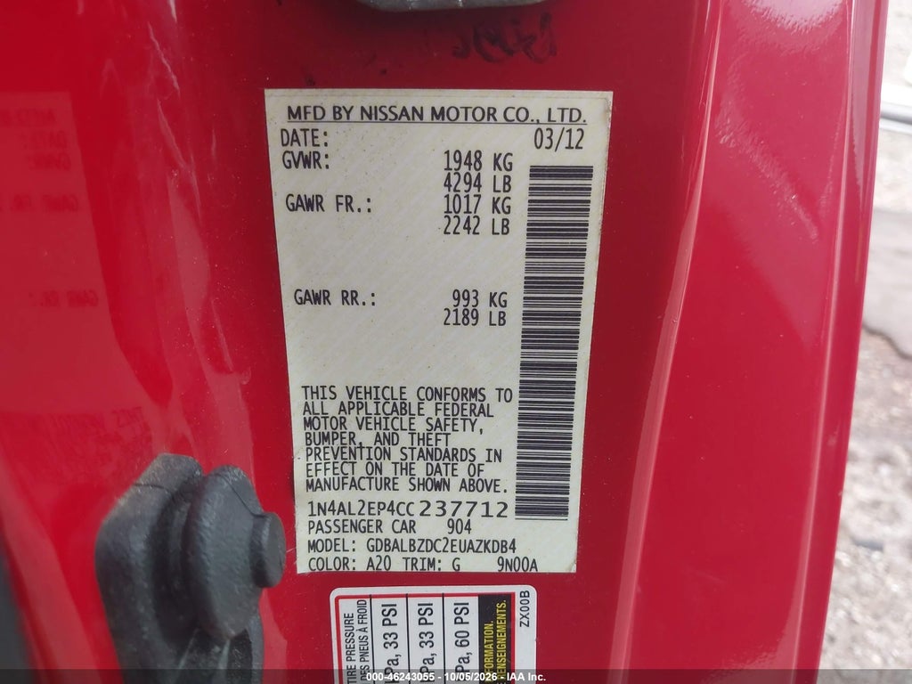 2012 Nissan Altima 2.5 S photo 9