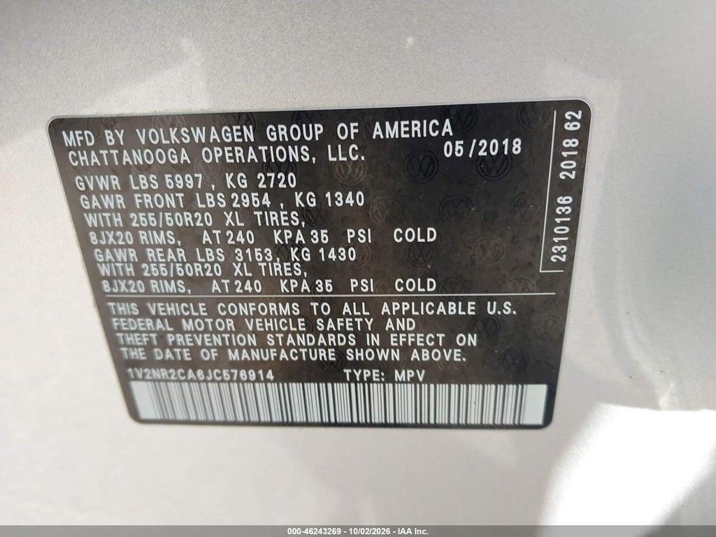 2018 Volkswagen Atlas 3.6L V6 SEL Premium photo 9