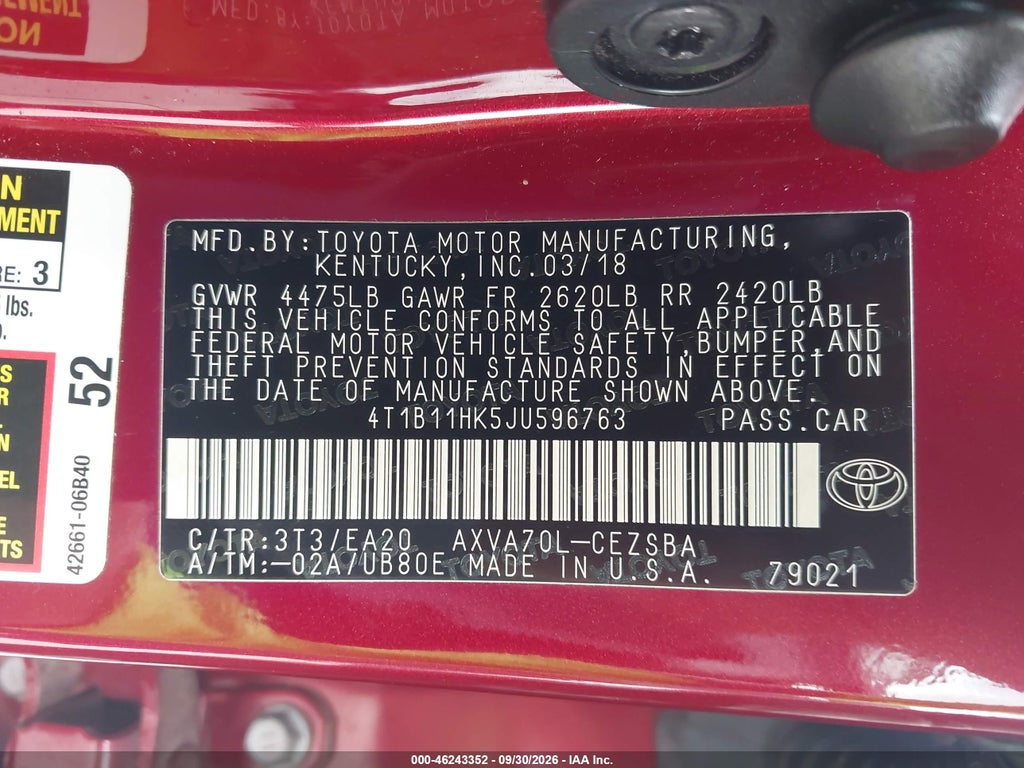 2018 Toyota Camry SE photo 9