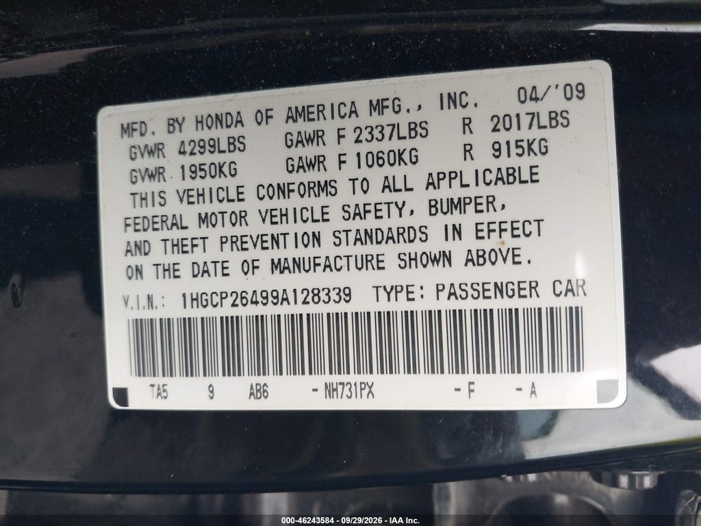 2009 Honda Accord 2.4 LX-P photo 9