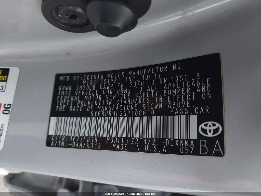2016 Toyota Corolla LE photo 9