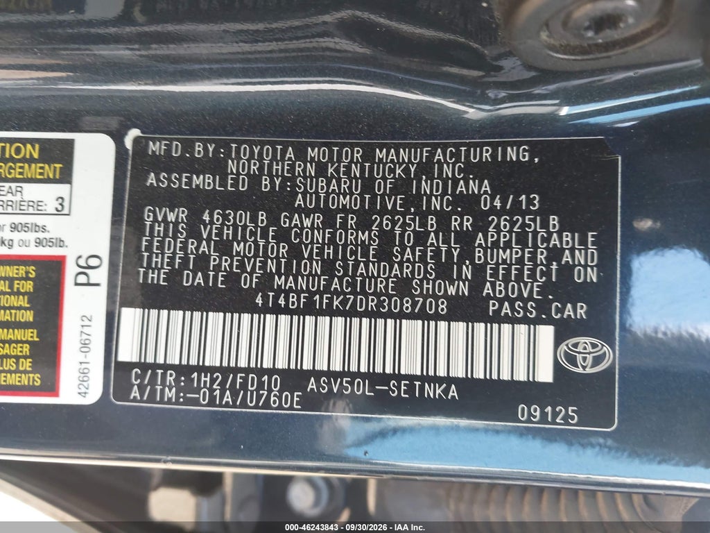 2013 Toyota Camry LE photo 9