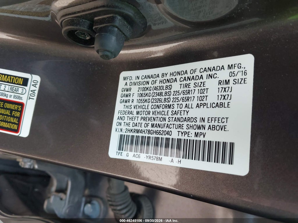 2016 Honda CR-V EX-L photo 9