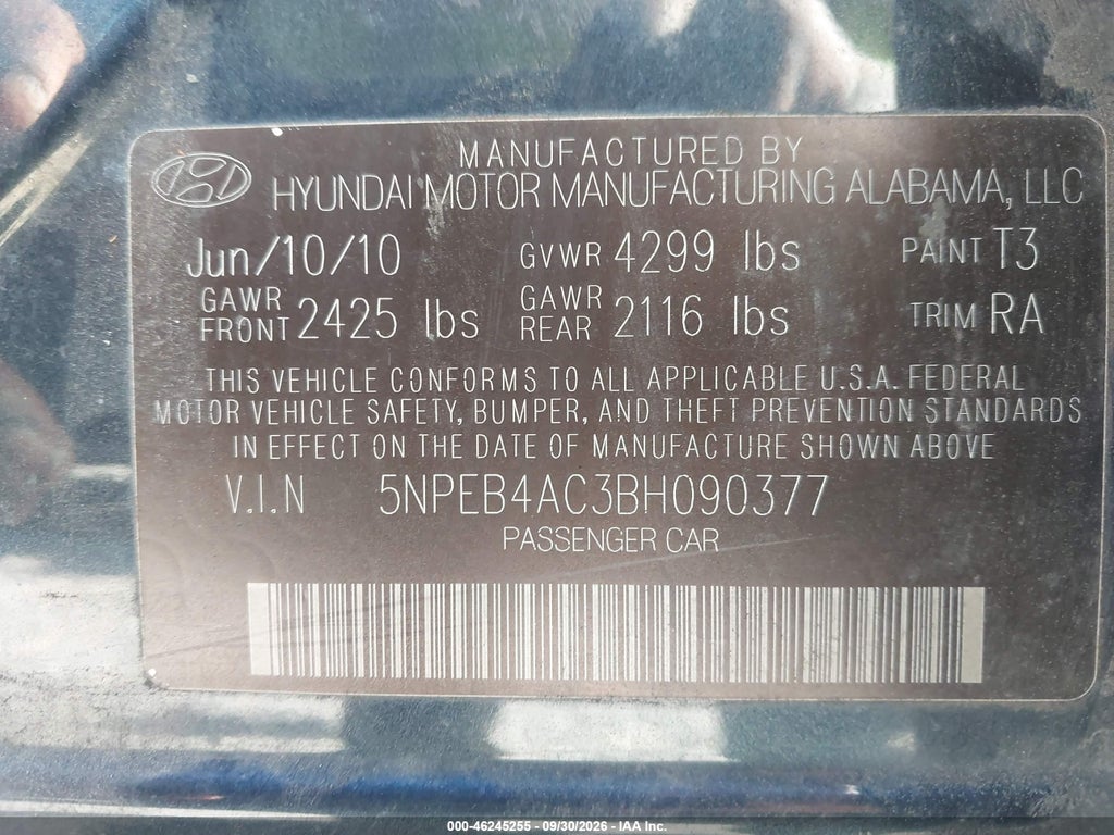 2011 Hyundai Sonata GLS photo 9