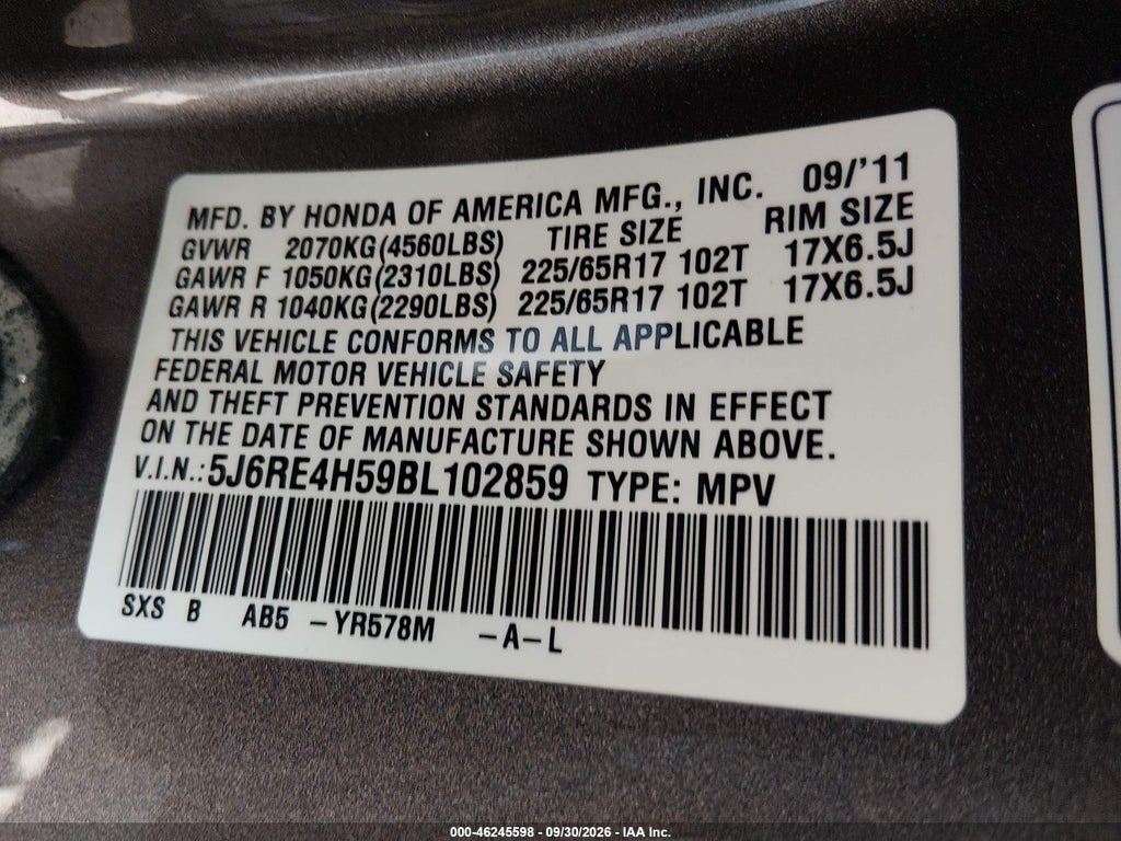 2011 Honda CR-V EX photo 9