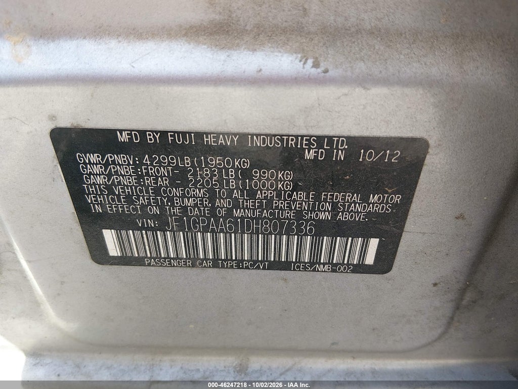 2013 Subaru Impreza 2.0I photo 9