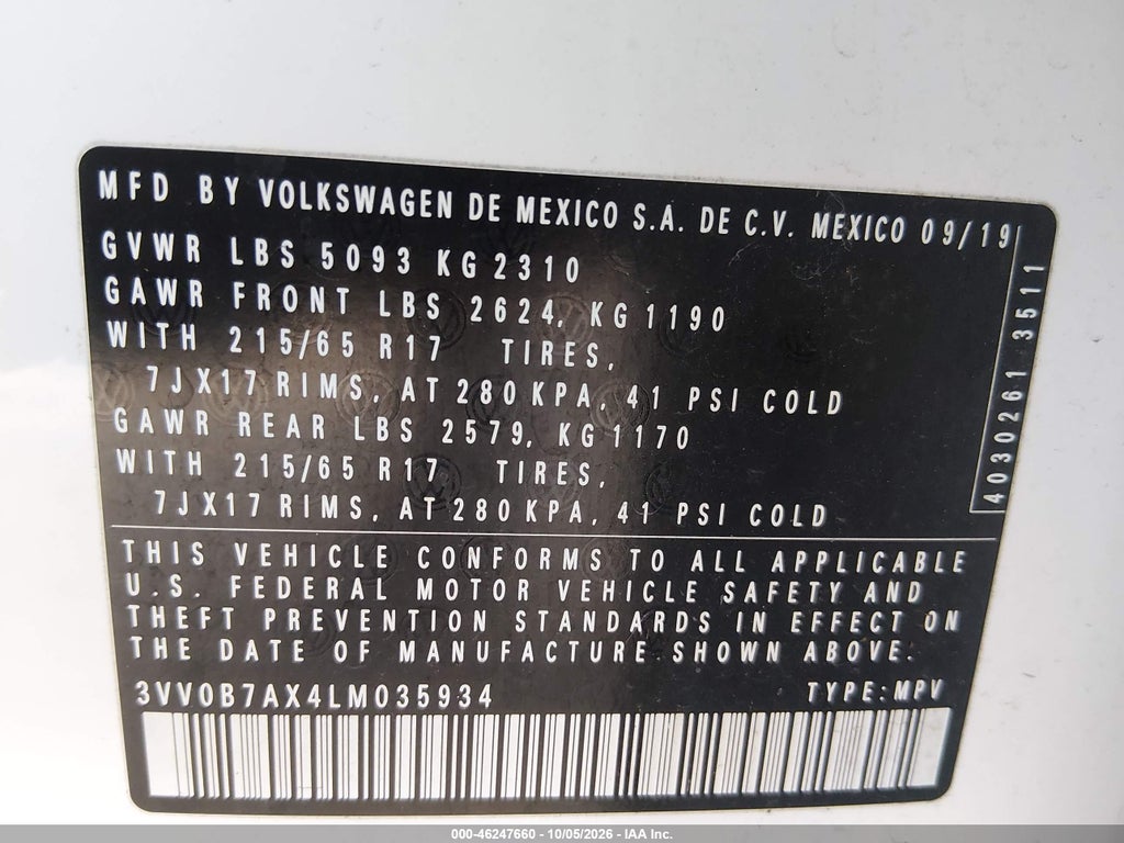 2020 Volkswagen Tiguan 2.0T S photo 9