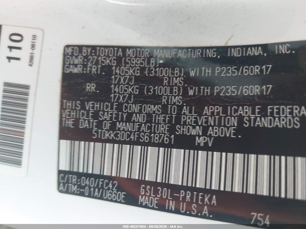 2015 Toyota Sienna LE 8 Passenger photo 9