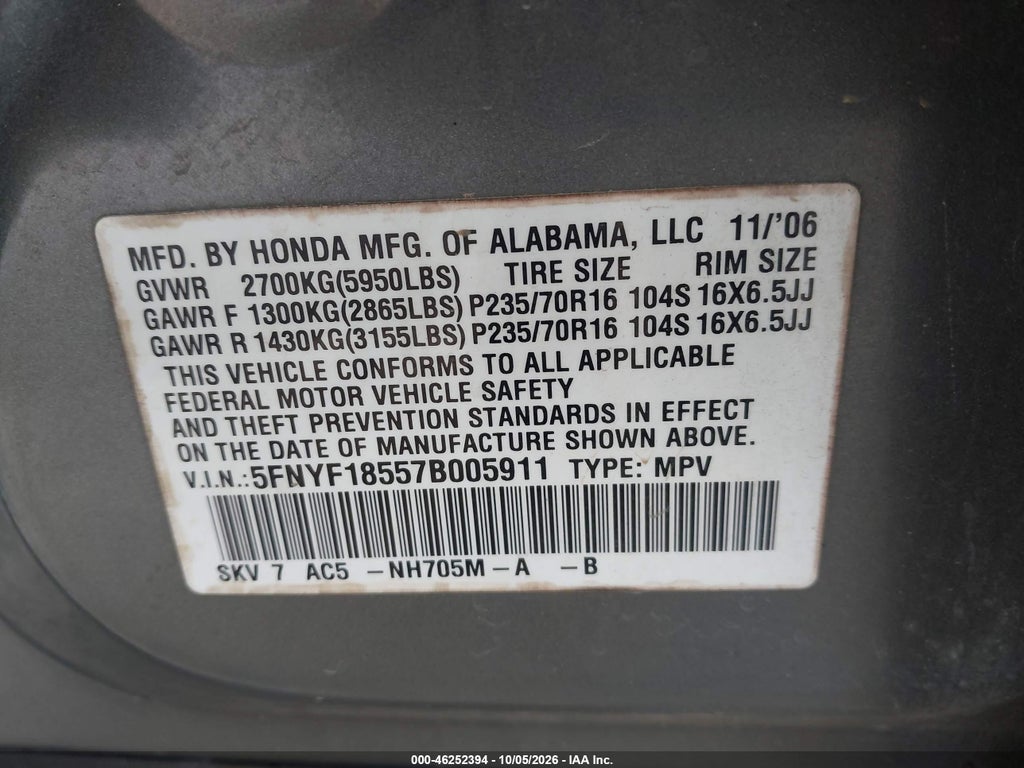 2007 Honda Pilot EX-L photo 9