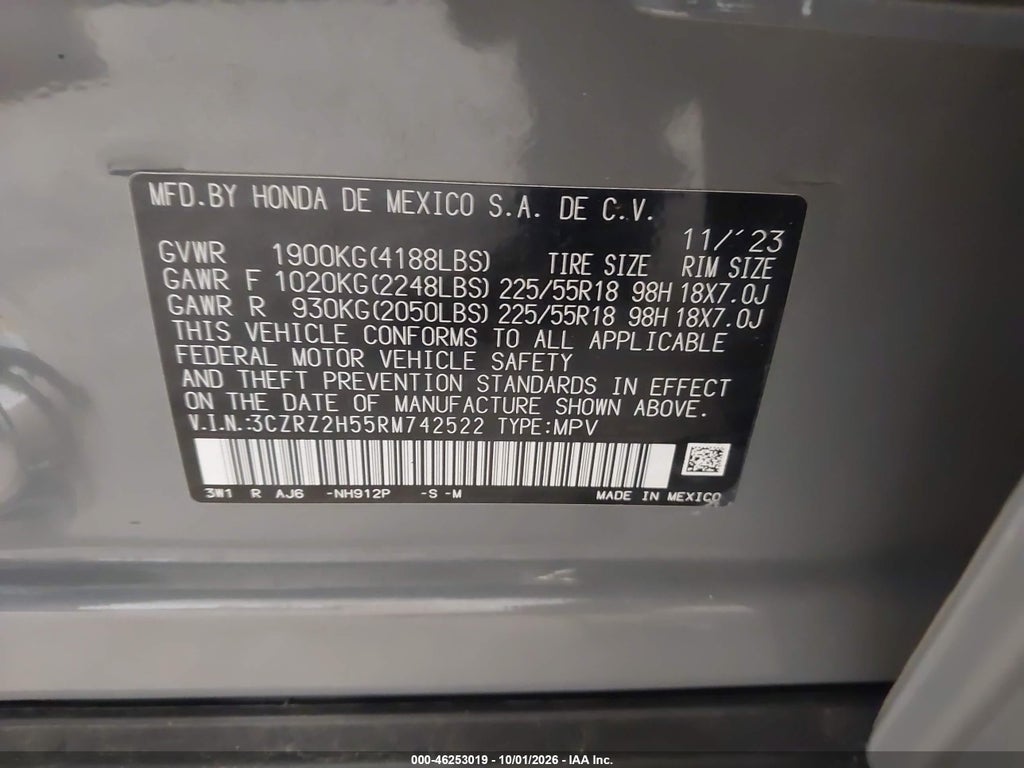 2024 Honda HR-V AWD Sport/AWD Sport W/O BSI photo 9