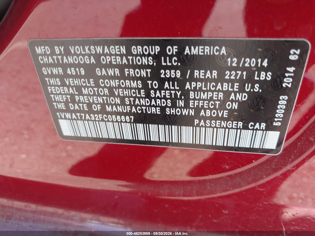 2015 Volkswagen Passat 1.8T Wolfsburg Edition photo 9