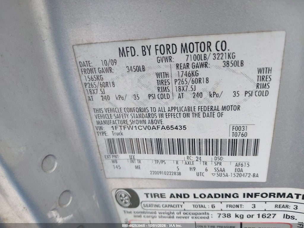 2010 Ford F-150 FX2 Sport/Harley-Davidson/King Ranch/Lariat/Platinum/XL/XLT photo 9
