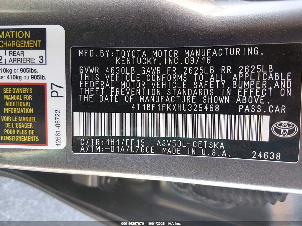 2017 Toyota Camry SE photo 9