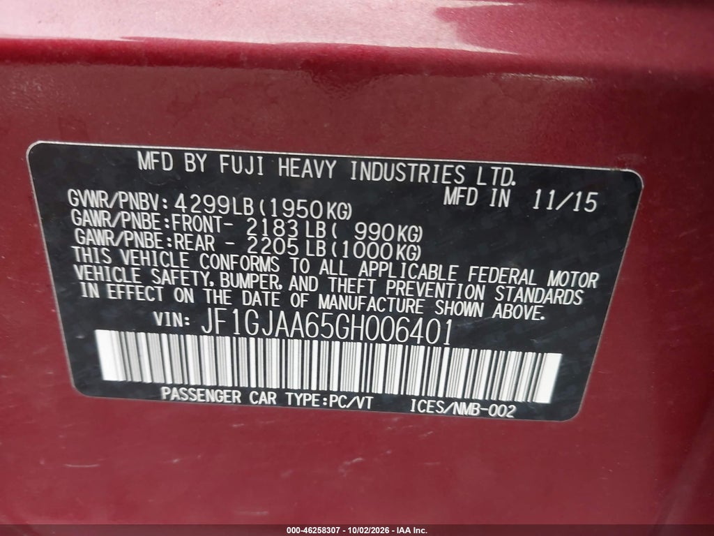 2016 Subaru Impreza 2.0I photo 9