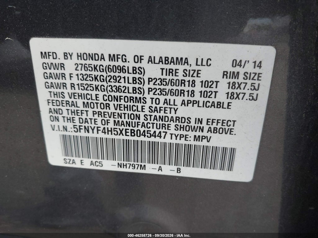 2014 Honda Pilot EX-L photo 9